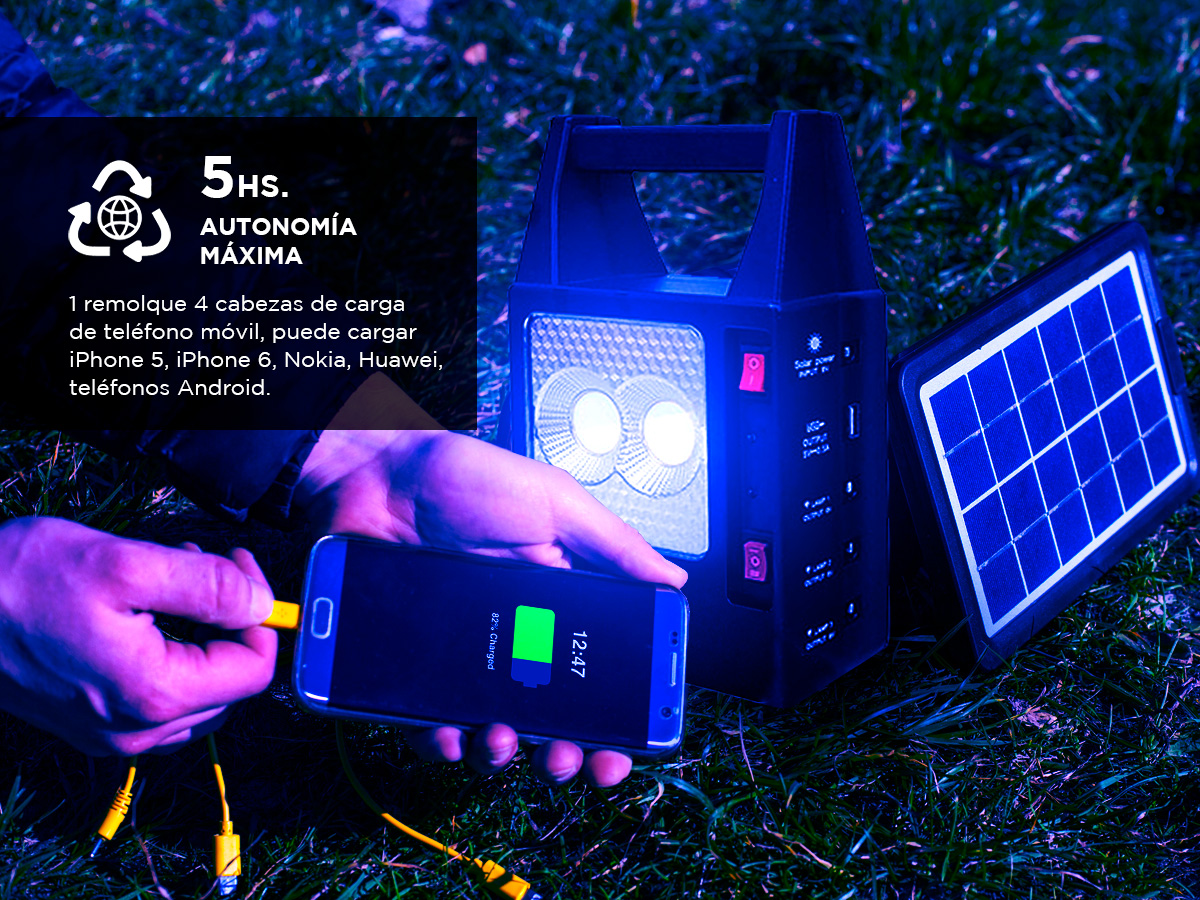 Luz de Emergencia Portátil Gadnic Panel Solar Con USB 3 Lámparas LED - Imagen 6