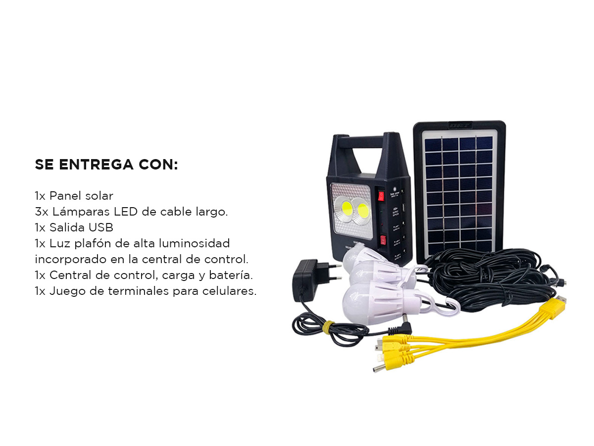 Luz de Emergencia Portátil Gadnic Panel Solar Con USB 3 Lámparas LED - Imagen 7