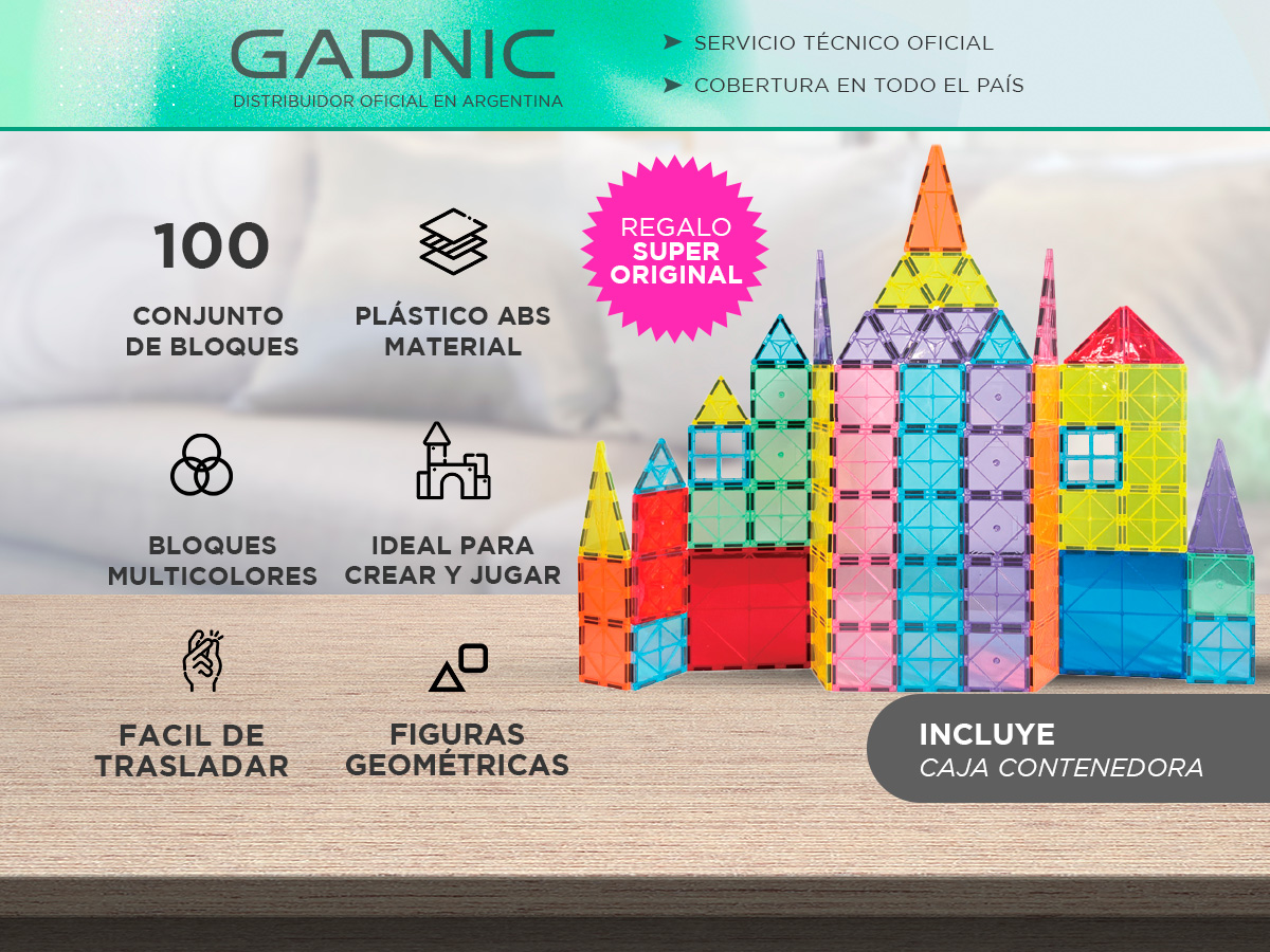 Bloques De Construccion Gadnic 100 Piezas Plastico Abs Multicolor Educativo Infantil - Imagen 2