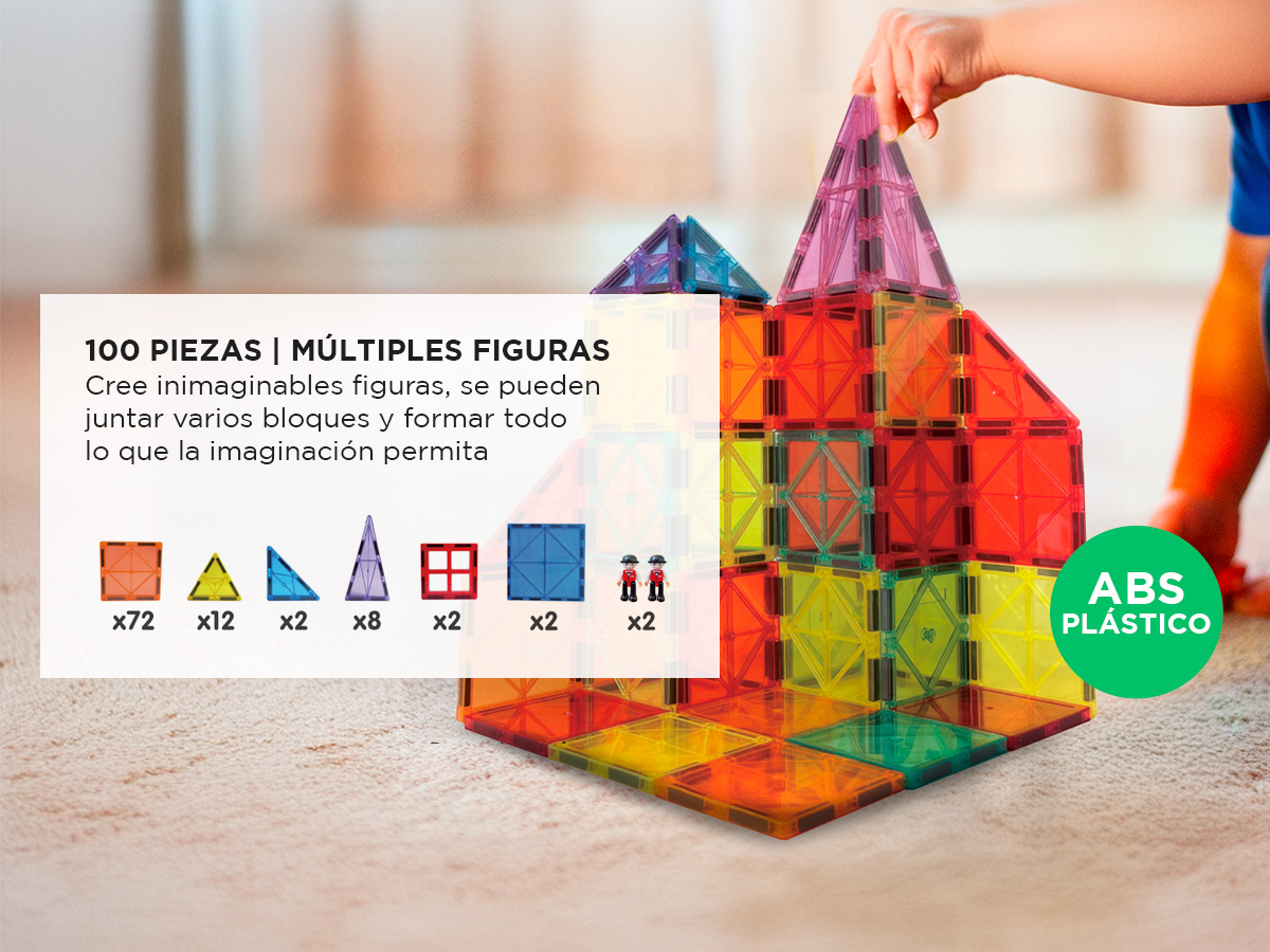 Bloques De Construccion Gadnic 100 Piezas Plastico Abs Multicolor Educativo Infantil - Imagen 4