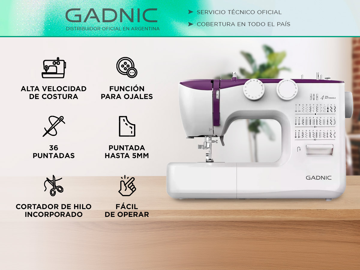 Máquina De Coser Portátil Gadnic 36 Puntadas Automática Pedal y Luz - Imagen 2