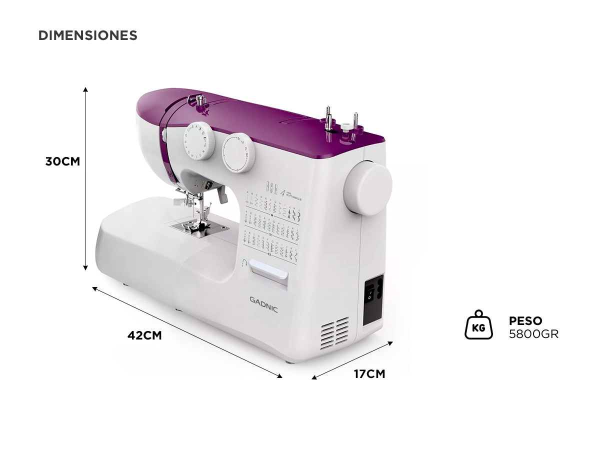 Máquina De Coser Portátil Gadnic 36 Puntadas Automática Pedal y Luz - Imagen 5