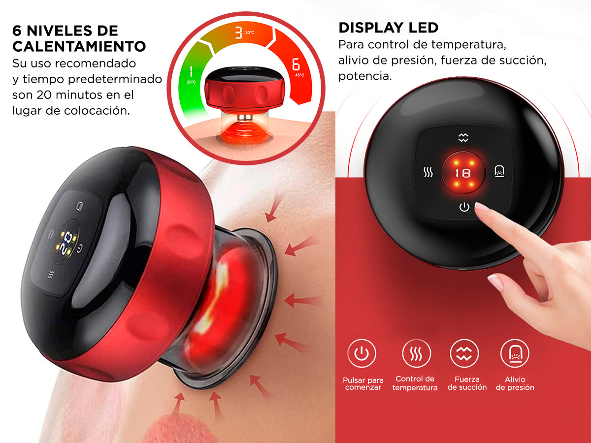 Masajeador por Succión Gadnic DK-11 Masaje Inteligente Ventosas Eléctricas - Imagen 4