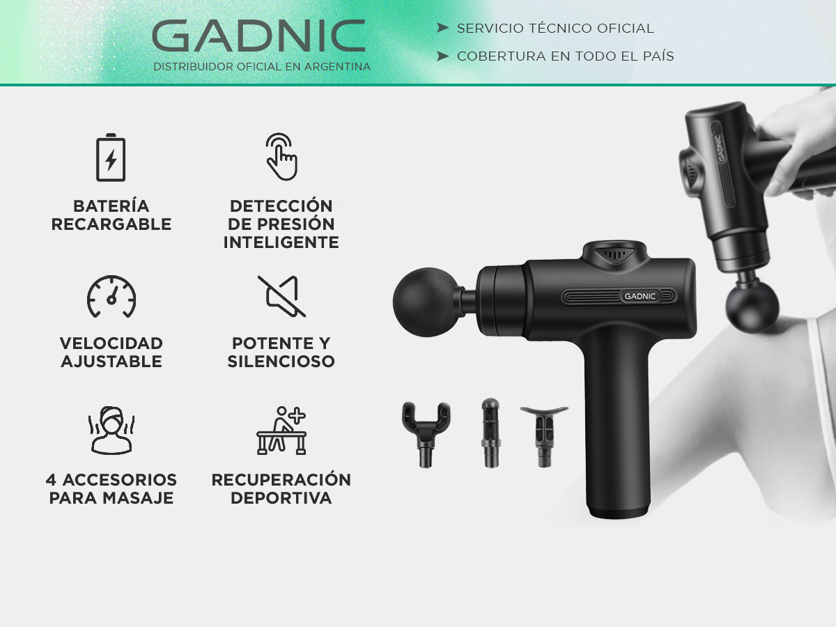 Pistola Masajeadora Gadnic Recargable 6 Niveles - Imagen 2