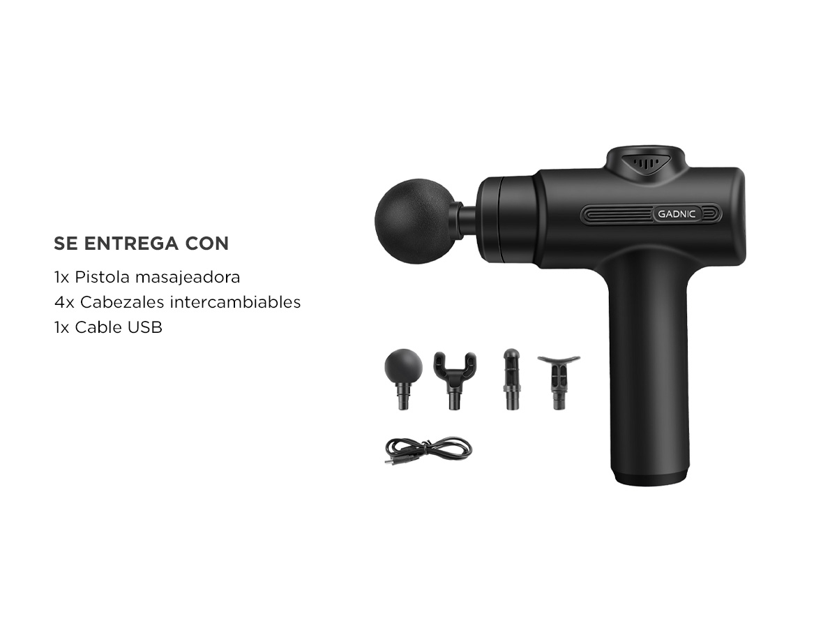 Pistola Masajeadora Gadnic Recargable 6 Niveles - Imagen 6