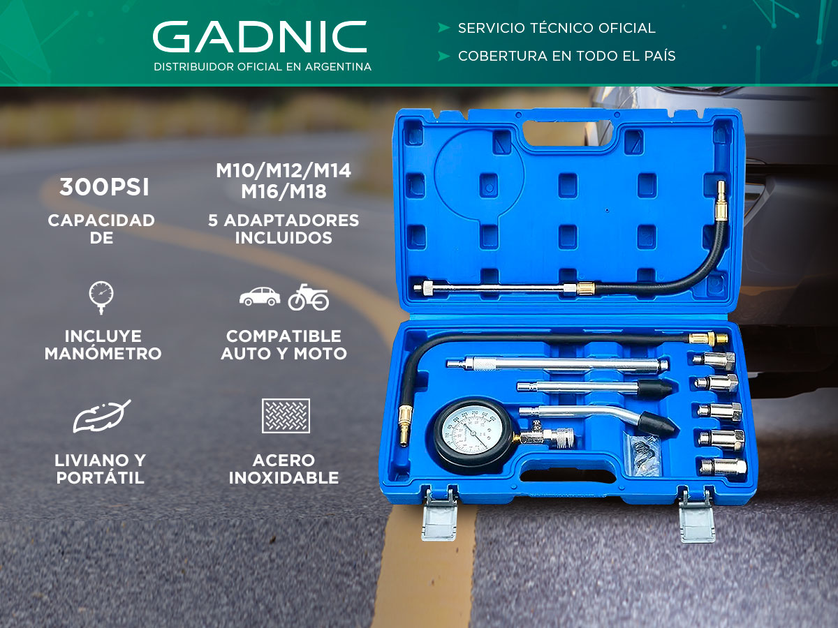 Kit Comprobador De Compresión Gadnic De Cilindros Motor Profesional - Imagen 2