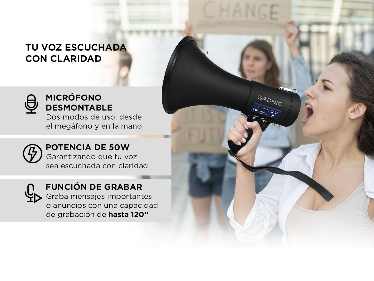 Megáfono Portátil Gadnic Con Micrófono Removible - Imagen 3