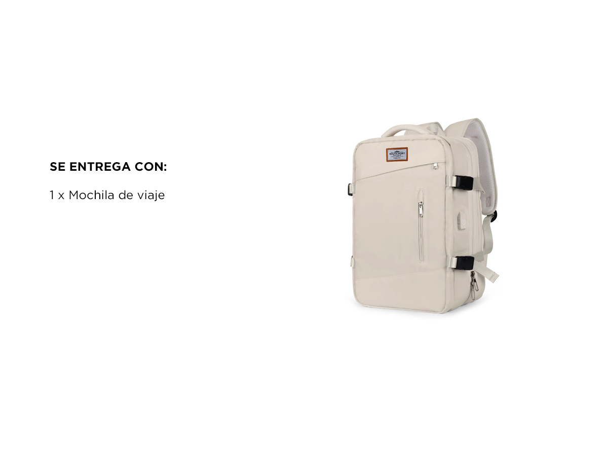 Mochila de Viaje South Port MCH228 Expansible Para Equipaje Con Puerto USB Impermeable - Imagen 6
