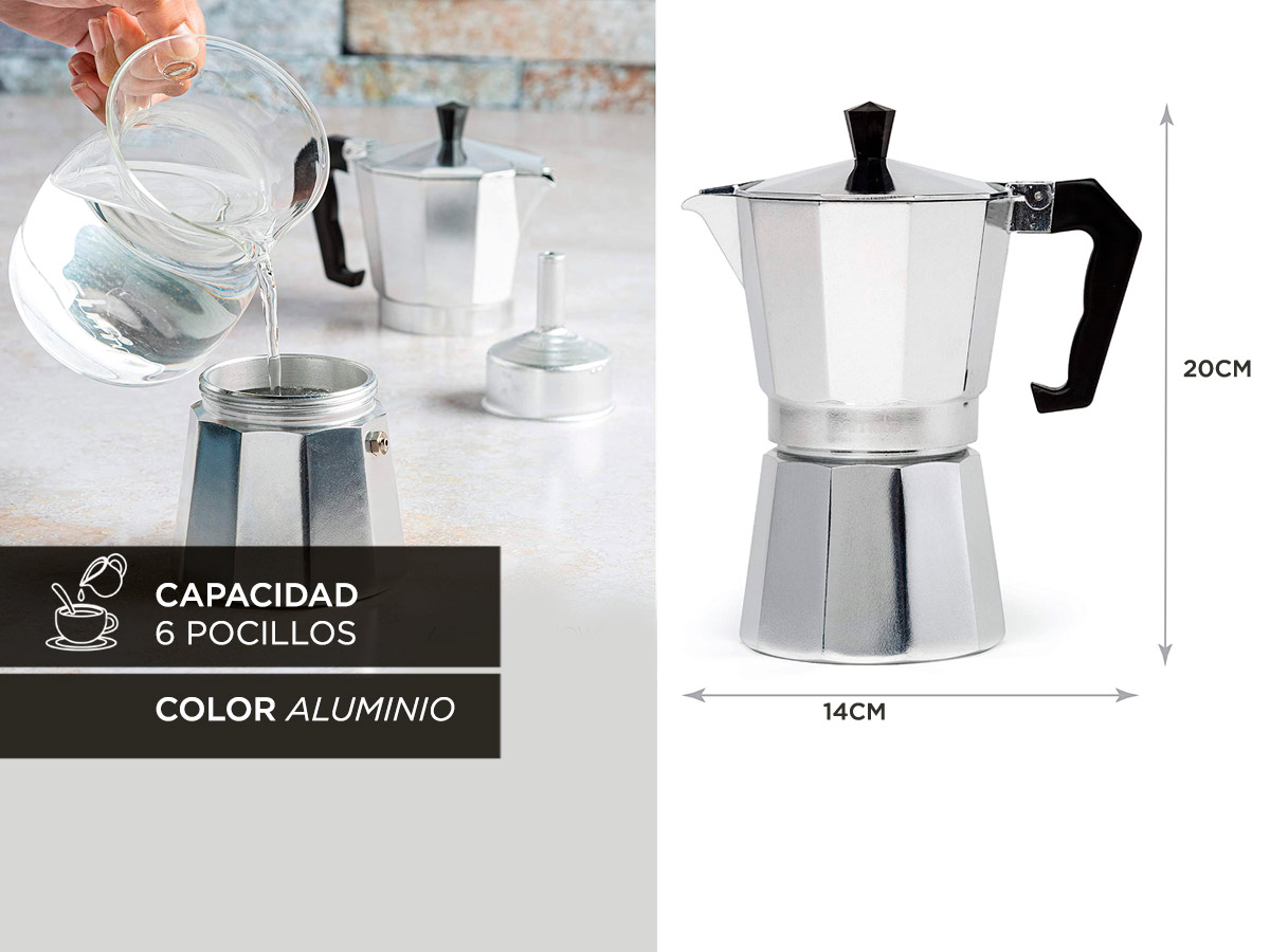 Cafetera De Aluminio Gadnic Moka Café Espresso 6 pocillos - Imagen 6