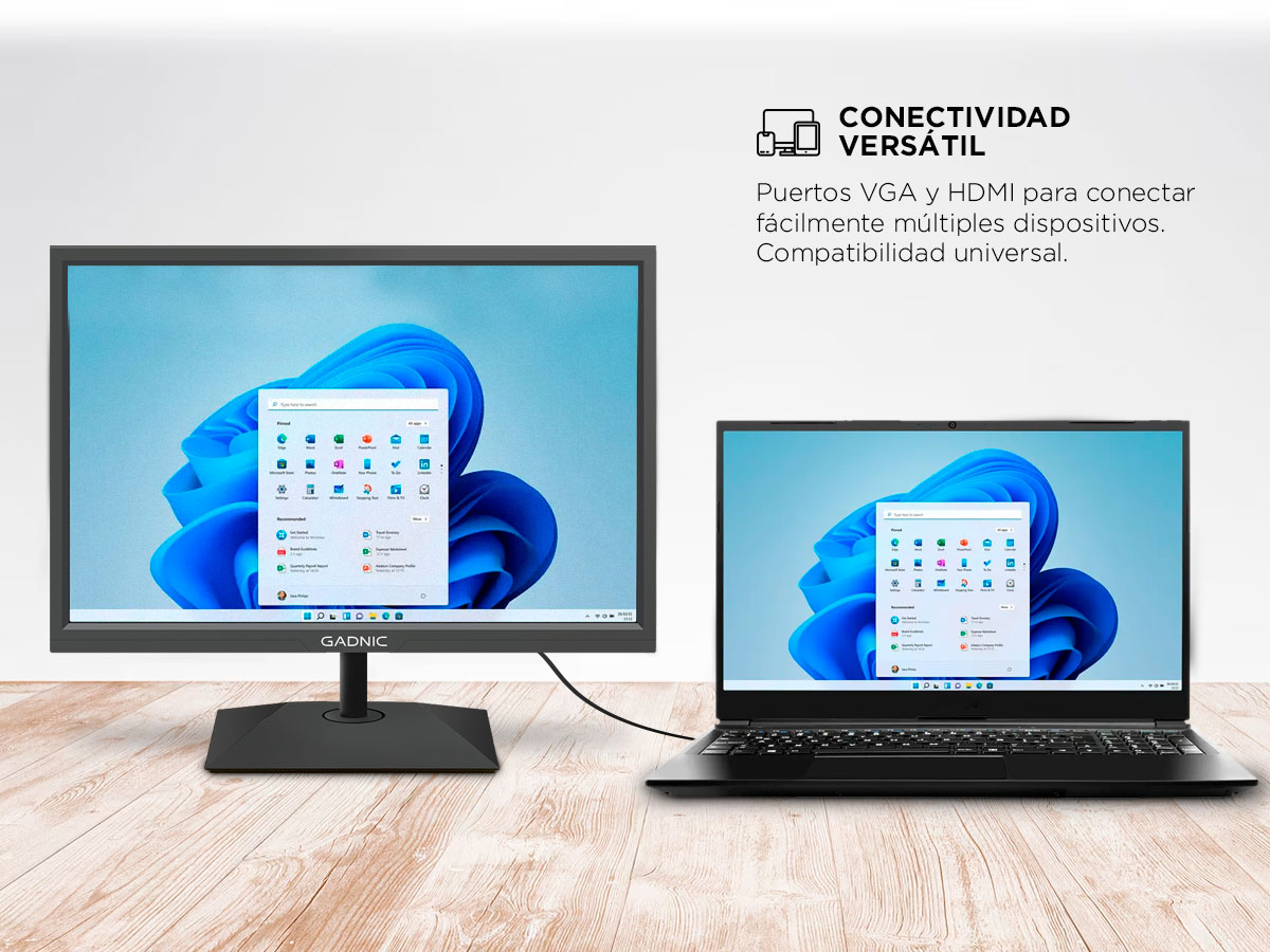 Monitor Led Gadnic 19" Full Hd 75hz Hdmi Vga - Imagen 3