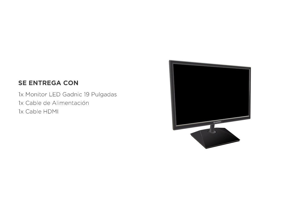 Monitor Led Gadnic 19" Full Hd 75hz Hdmi Vga - Imagen 6