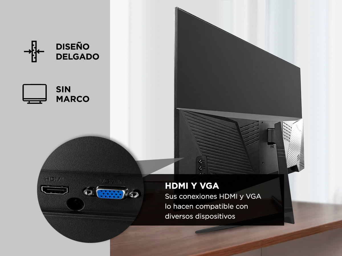 Monitor LED Gadnic 23.8 Pulgadas Full HD Alta Resolucion Panel LED - Imagen 3