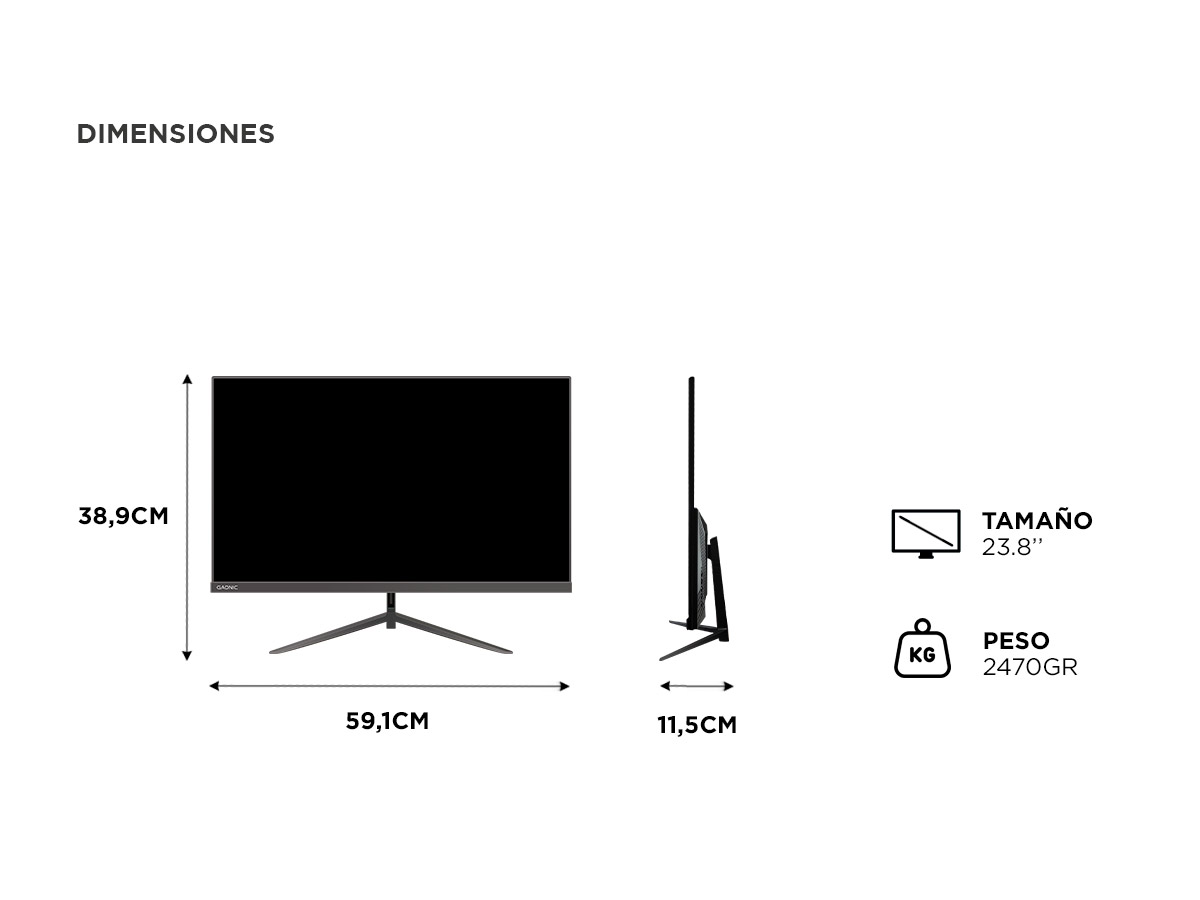 Monitor LED Gadnic 23.8 Pulgadas Full HD Alta Resolucion Panel LED - Imagen 4