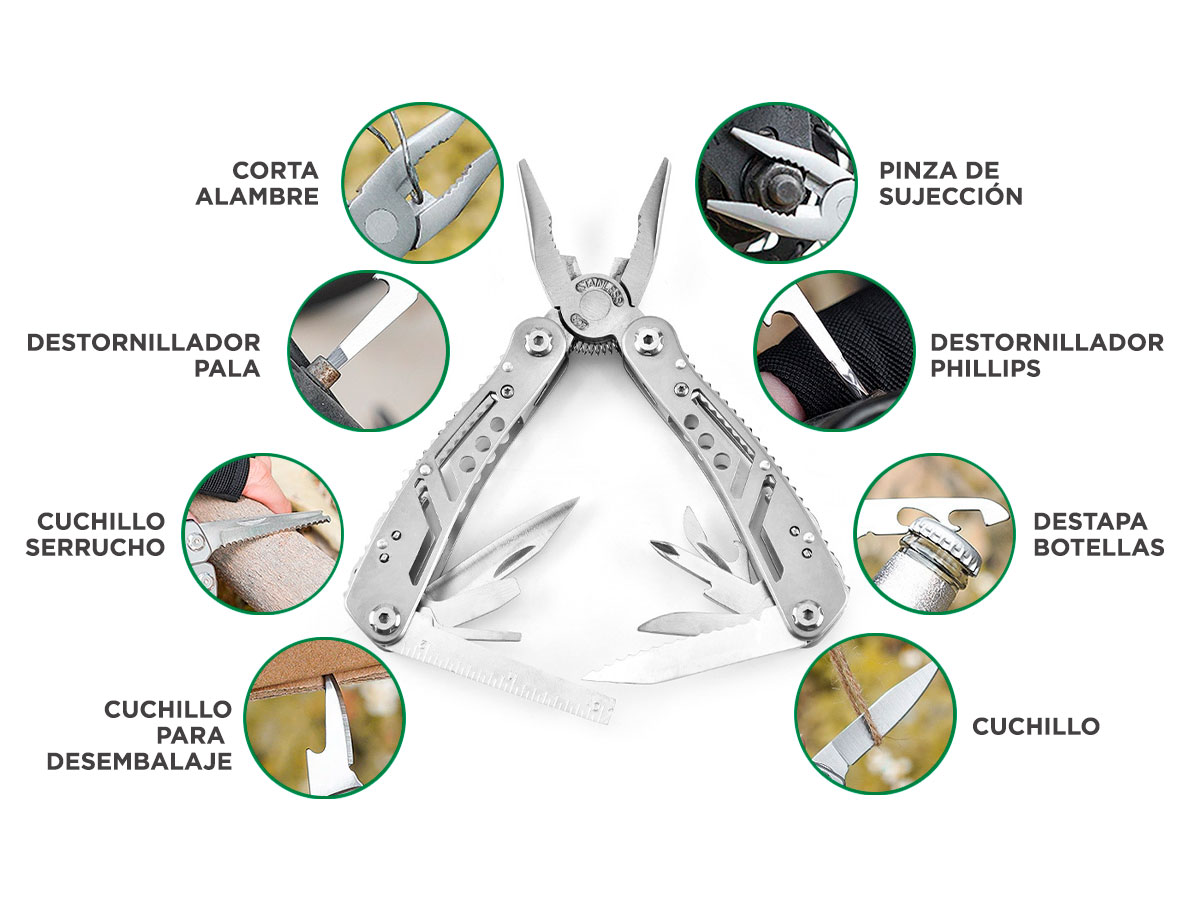 Cuchillo de Bolsillo Multifunción Gadnic 13 en 1 Acero Inoxidable - Imagen 3