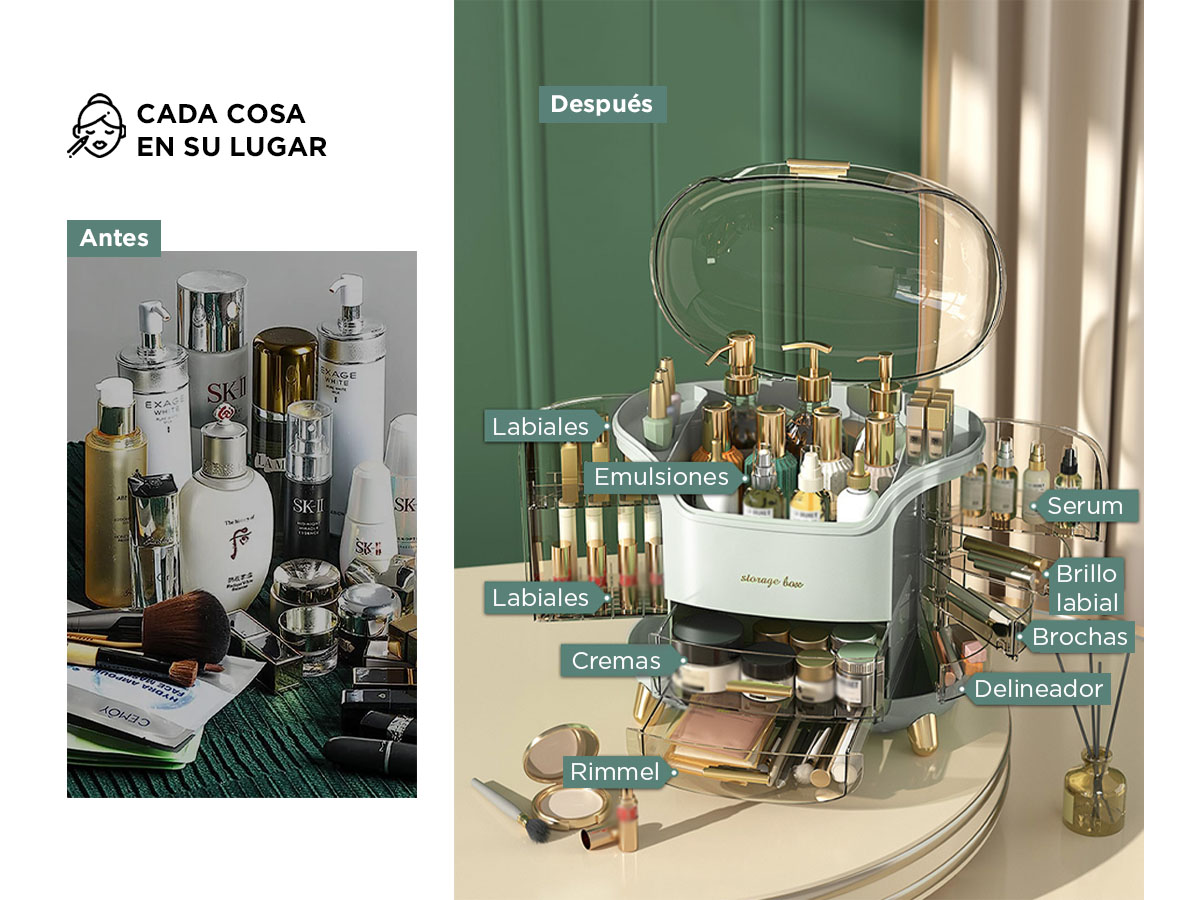 Organizador Maquillaje Gadnic Porta Cosmeticos Con Cajones Compartimentos Y Diseño Elegante - Imagen 3