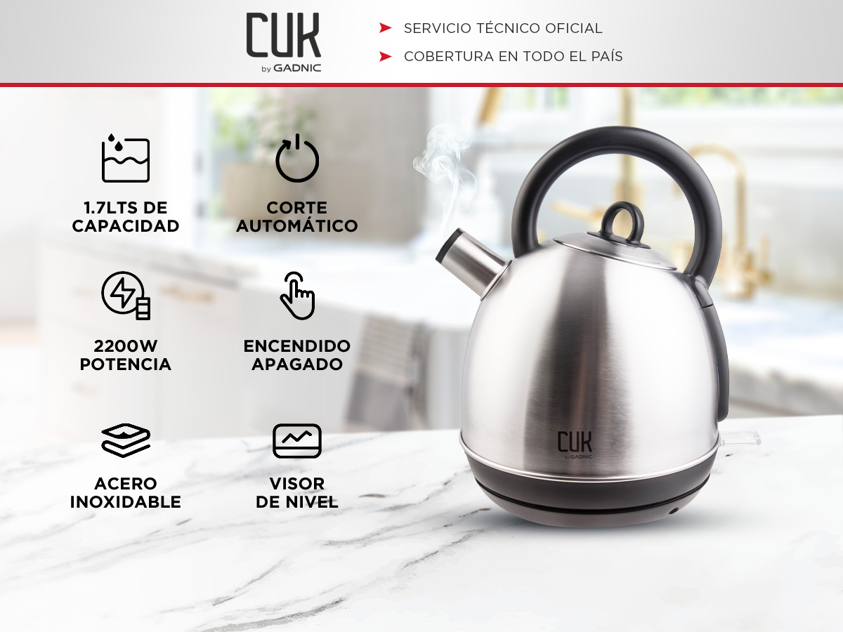 Pava Electrica Cuk By Gadnic 1. 7L Acero Inoxidable - Imagen 2