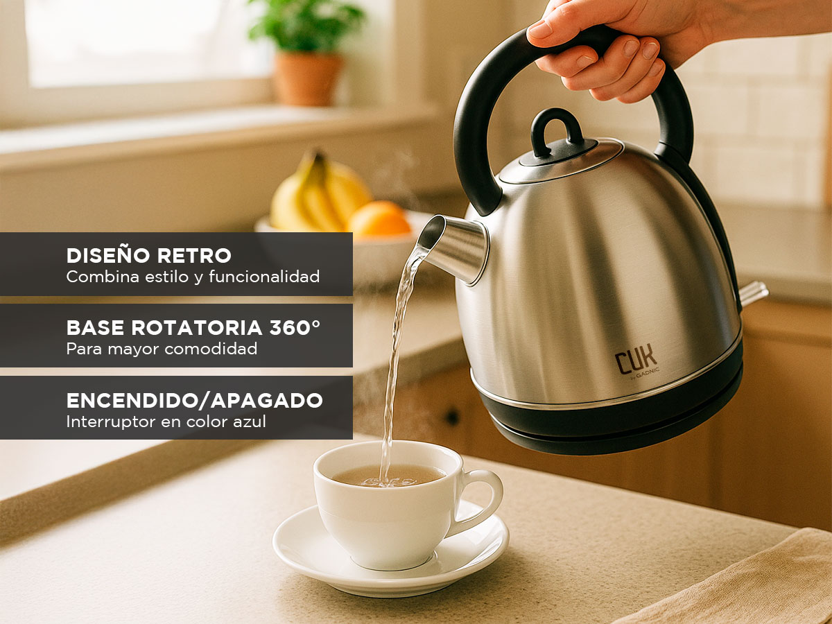 Pava Electrica Cuk By Gadnic 1. 7L Acero Inoxidable - Imagen 5