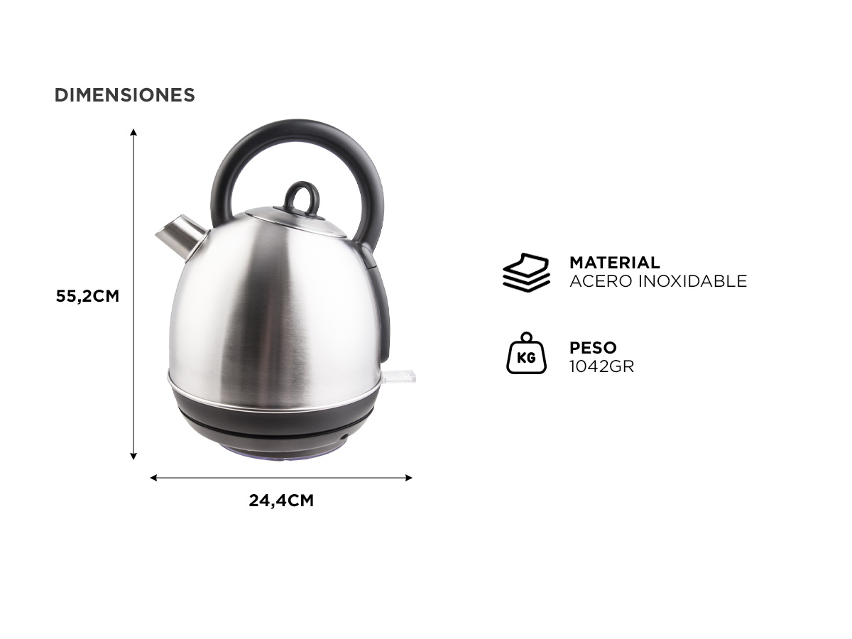 Pava Electrica Cuk By Gadnic 1. 7L Acero Inoxidable - Imagen 6