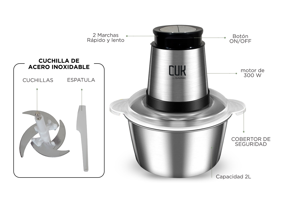 Picadora De Carne Electrica Cuk By Gadnic EP1020 300W 2L Profesional - Imagen 4