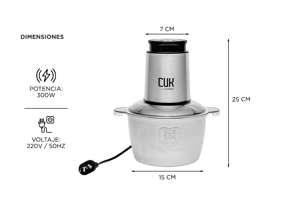 Picadora De Carne Electrica Cuk By Gadnic EP1020 300W 2L Profesional - Imagen 5