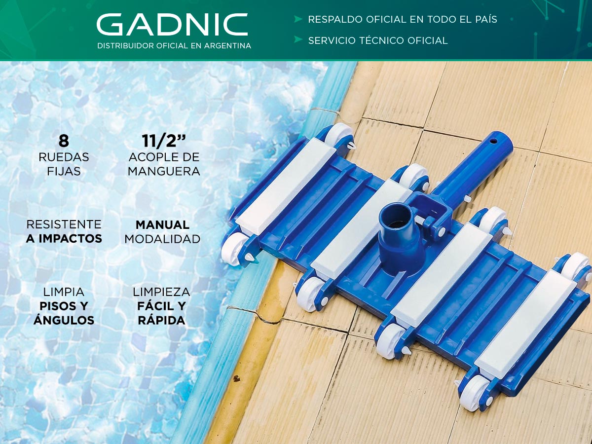 Limpiafondo Gadnic 8 Ruedas Flexible Barrefondo piletas - Imagen 2