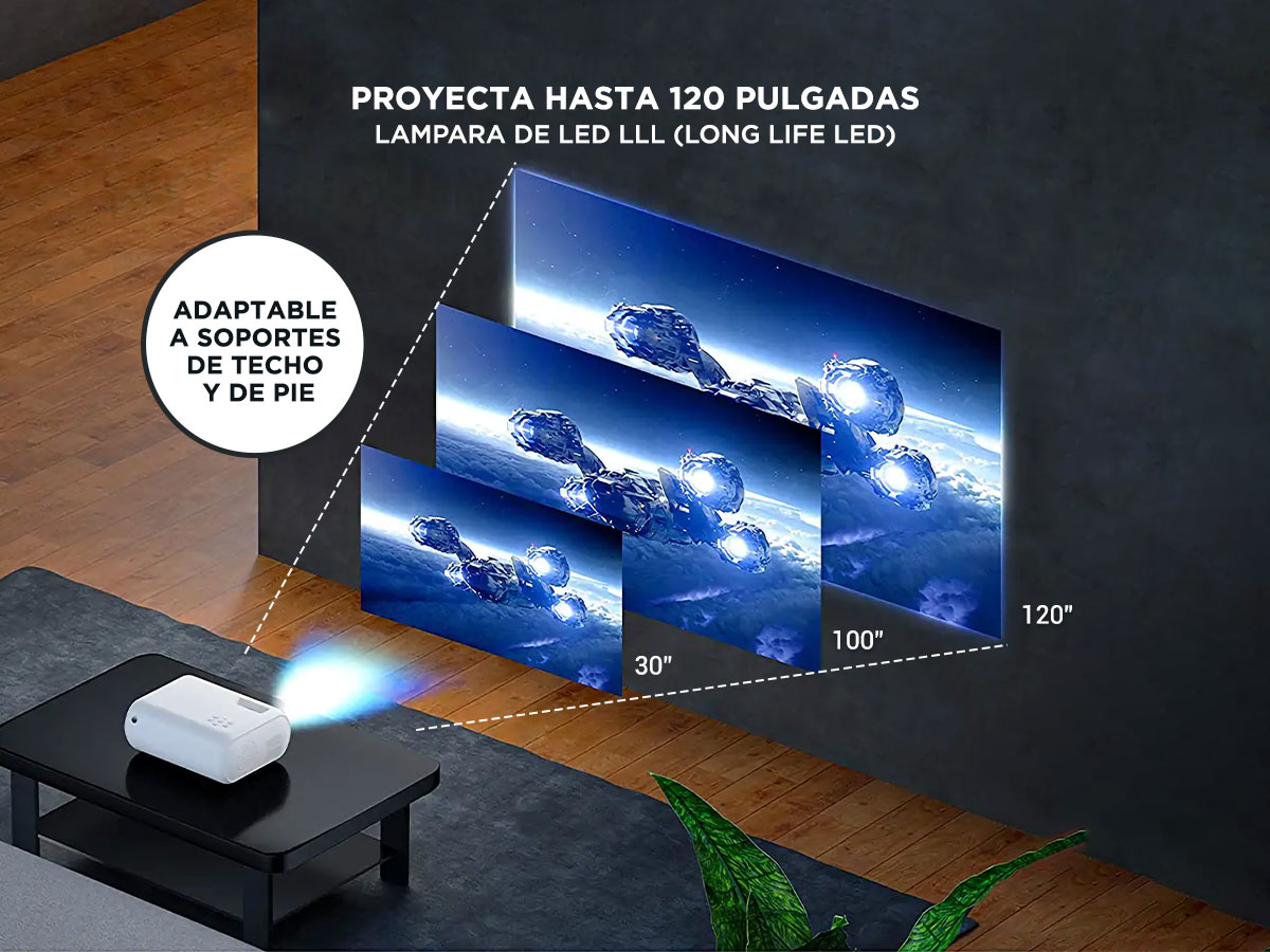Proyector Portátil Gadnic 720P Full HD 5500 Lúmenes HDMI - Imagen 5