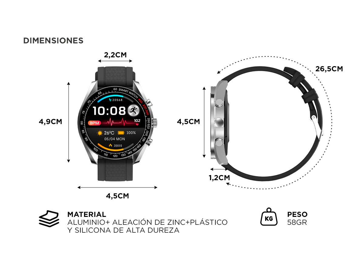 Reloj Smartwatch Gadnic Inteligente Función Llamada - Imagen 5