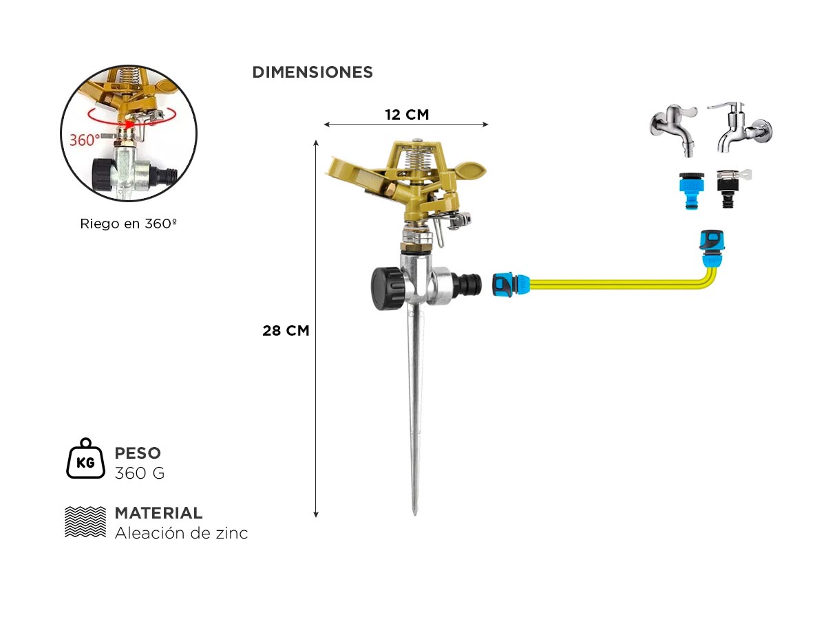 Regador Aspersor de Metalico Gadnic Con Estaca - Imagen 4