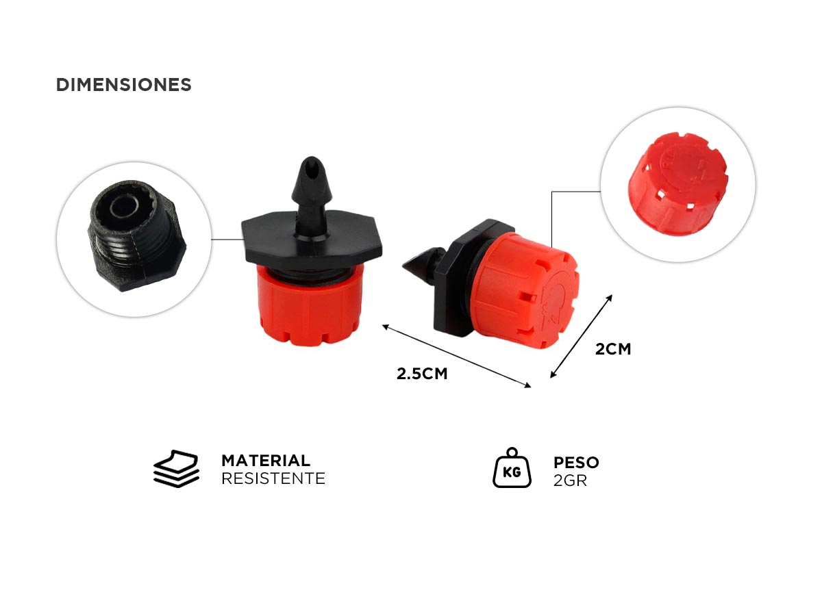 Goteros Regulables Gadnic Riego por goteo x100 Unidades - Imagen 5