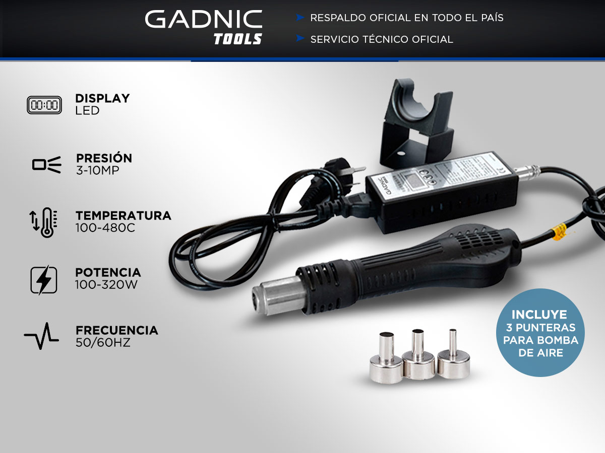 Soldadora de Mano Gadnic 320W 60HZ Pistola de Aire Caliente - Imagen 2
