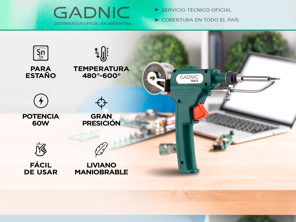 Pistola Soldadora con Calor Gadnic SLD16 de Alambre de Estaño - Imagen 2