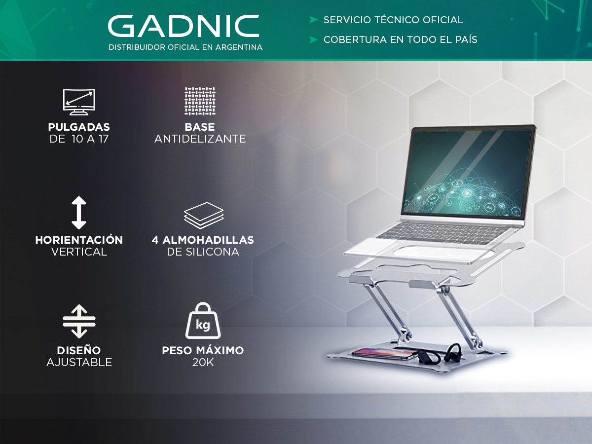 Soporte para Portátiles Gadnic ST-AL38 Ajustable 10 - Imagen 2