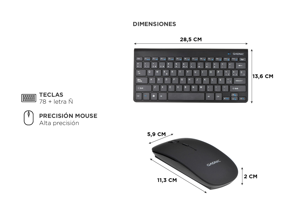 Set de Teclado y Mouse Gadnic Inalámbricos - Imagen 4
