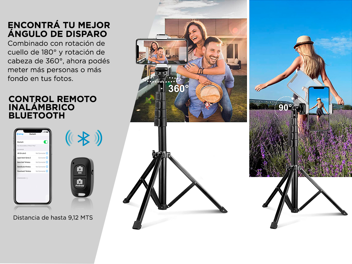 Trípode Extensible Gadnic DAA214 Con Control Remoto Bluetooth - Imagen 4