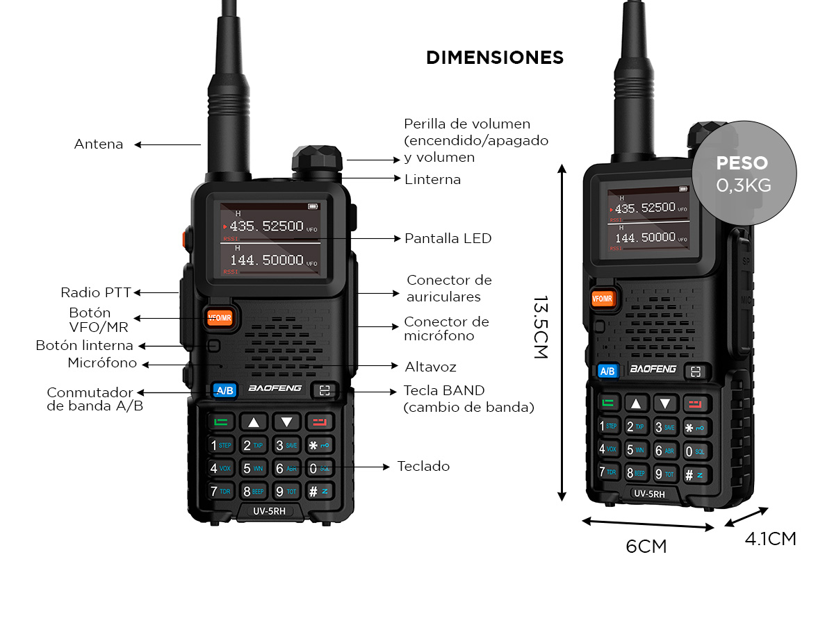 Walkie Baofeng UV-5RH 10W doble banda USB-C - Imagen 5