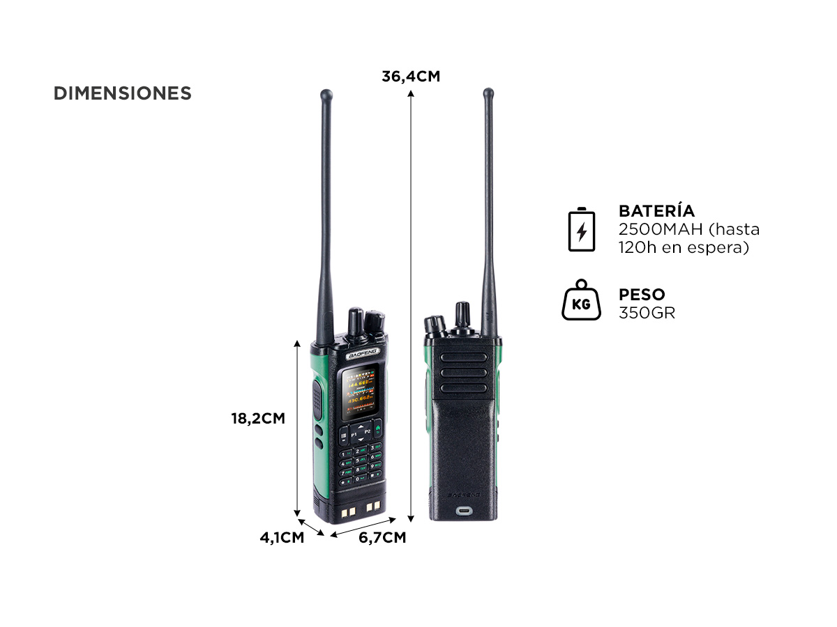 Handy Baofeng DM 32UV Doble Banda VHF UHF Digital Analogico 8W Pantalla 20 Pulgadas Bateria 2500mAh - Imagen 6