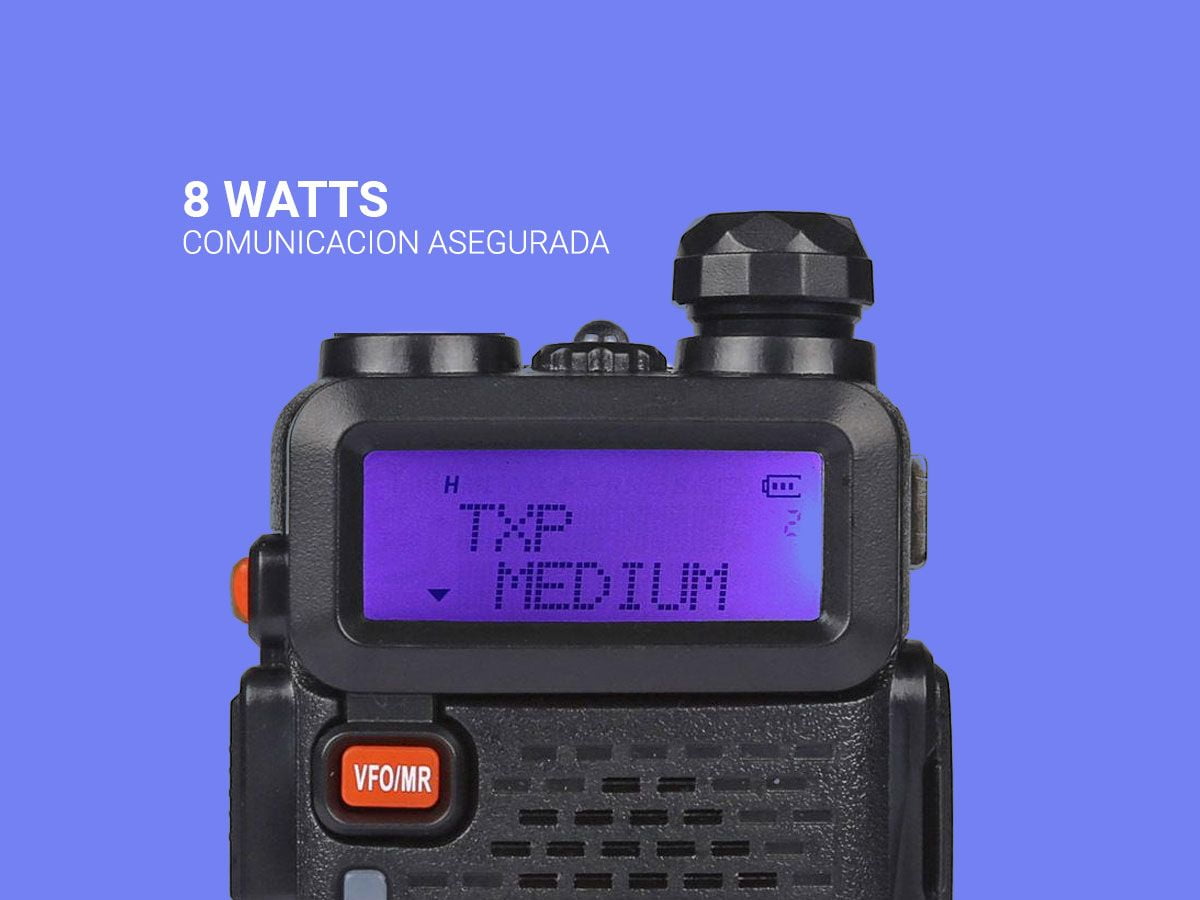 Handy Baofeng UV-5R Kit Bi-Banda 8w Hasta 12km 2 Baterías y Manos Libres - Imagen 4