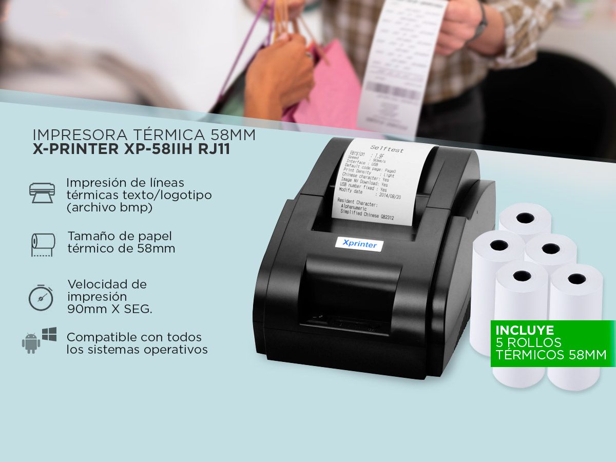 Impresora Térmica X-Printer XP-58IIH USB 58mm Alta Velocidad Impresión 90mms - Imagen 4