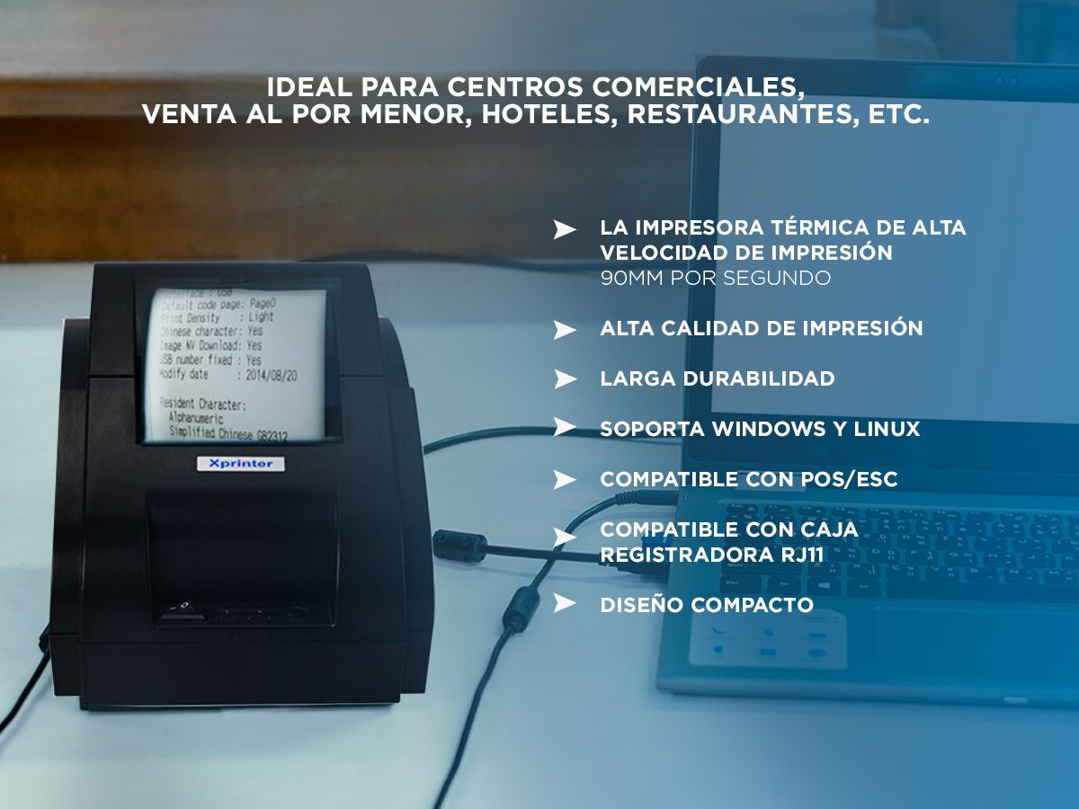 Impresora Térmica X-Printer XP-58IIH USB 58mm Alta Velocidad Impresión 90mms - Imagen 3