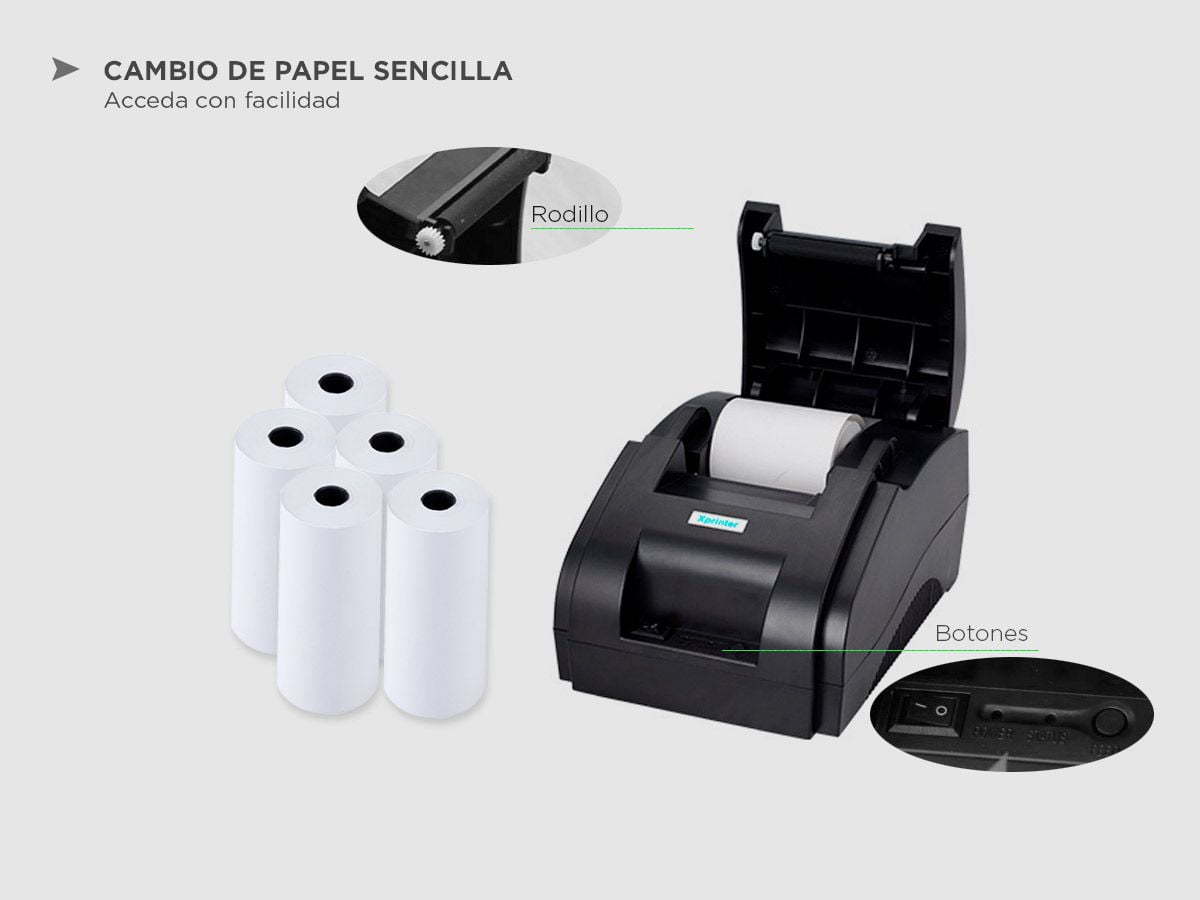 Impresora Térmica X-Printer XP-58IIH USB 58mm Alta Velocidad Impresión 90mms - Imagen 2