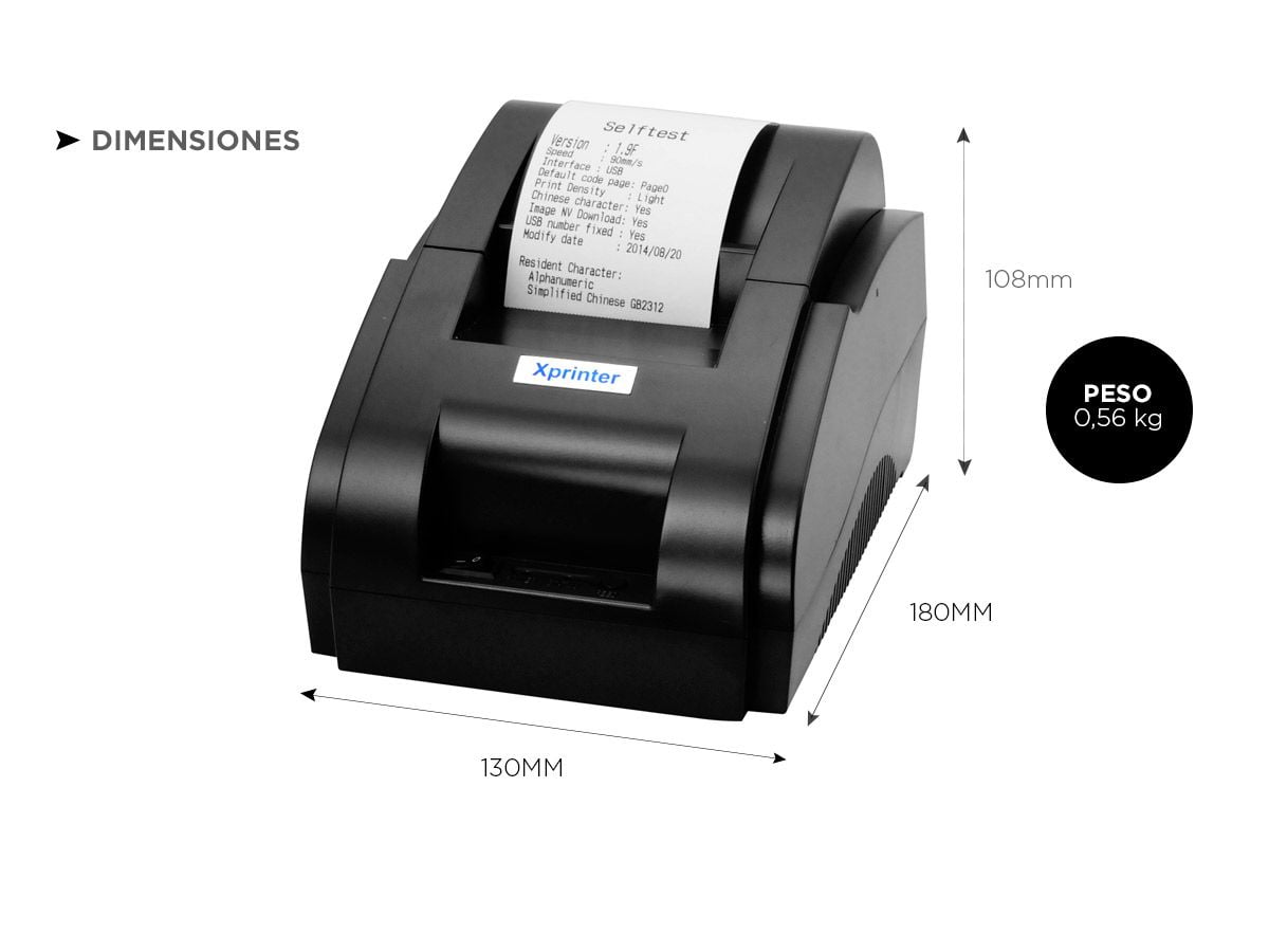 Impresora Térmica X-Printer XP-58IIH USB 58mm Alta Velocidad Impresión 90mms - Imagen 6