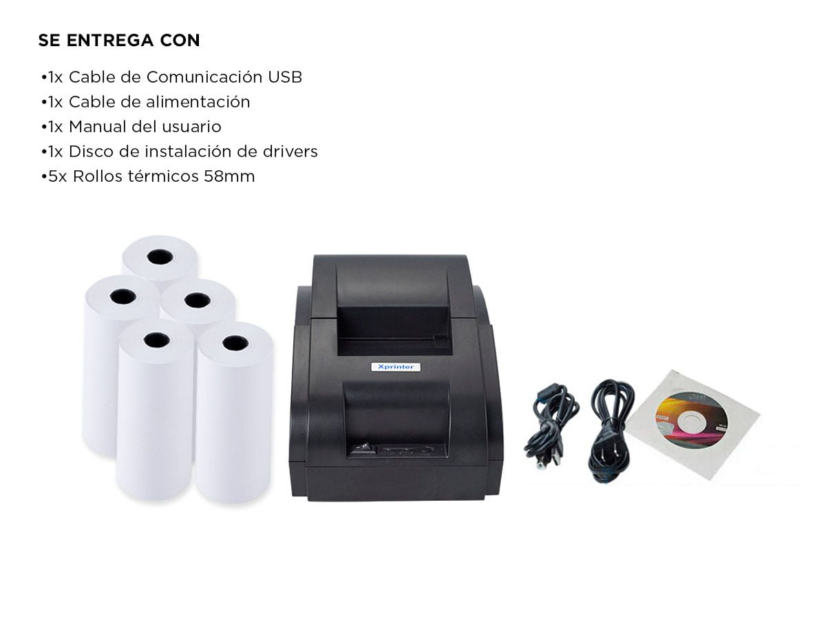 Impresora Térmica X-Printer XP-58IIH USB 58mm Alta Velocidad Impresión 90mms - Imagen 5