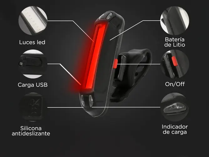 Luces Led Para Bicicleta USB Recargables Gadnic - Imagen 3