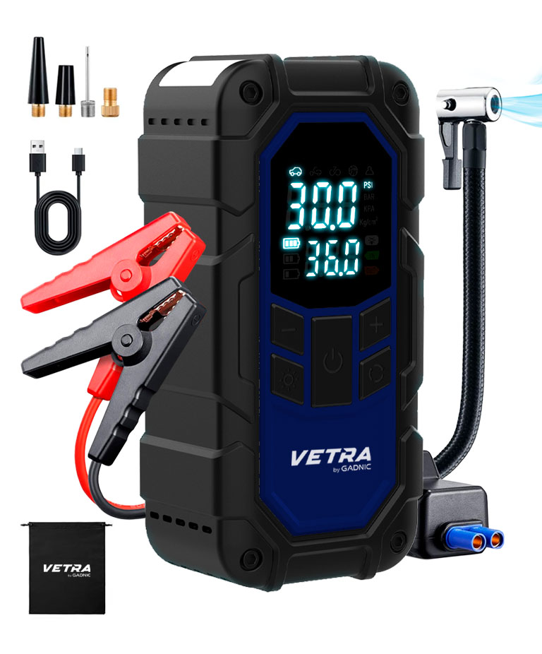 Cargador Arrancador De Batería De Autos Vetra By Gadnic Inflador Portátil 12V 150 PSI 4 En 1 Compresor - Imagen 7