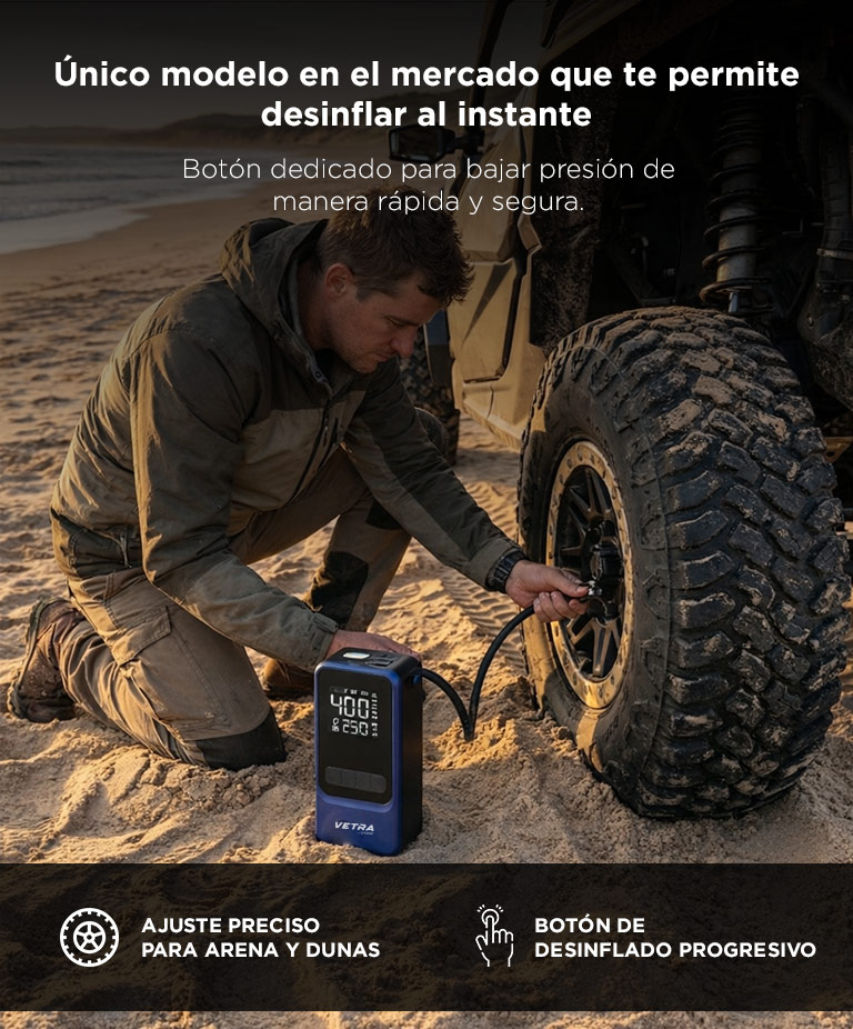 Inflador Portátil Vetra By Gadnic 150 PSI Digital Bateria Recargable Función Desinflado Linterna LED - Imagen 3
