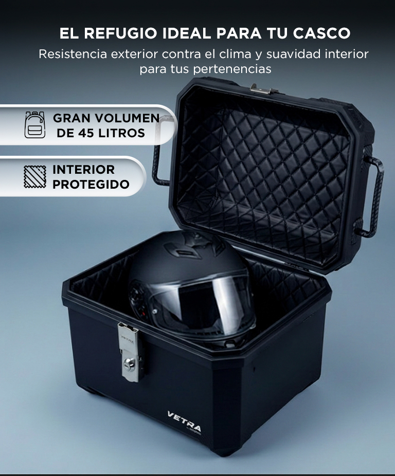 Baúl Trasero para Moto Vetra By Gadnic 45L Plástico Impermeable con Cierre Llave - Imagen 3