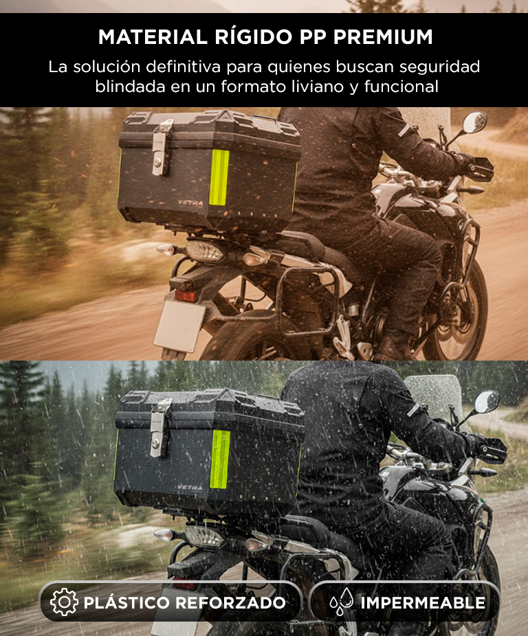 Baúl Trasero para Moto Vetra By Gadnic 45L Plástico Impermeable con Cierre Llave - Imagen 4