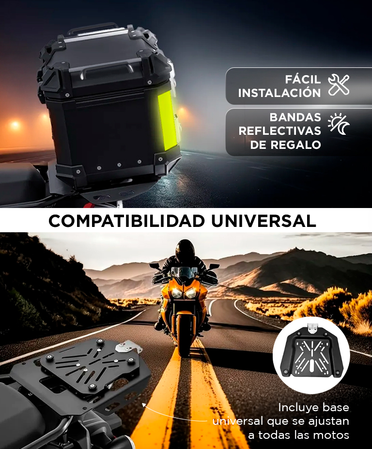 Baúl Trasero para Moto Vetra By Gadnic 45L Plástico Impermeable con Cierre Llave - Imagen 5