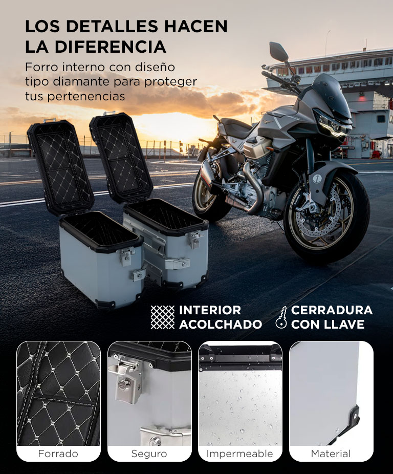 Kit 2 Baules Laterales Vetra by Gadnic 38L Aluminio Universal - Imagen 4