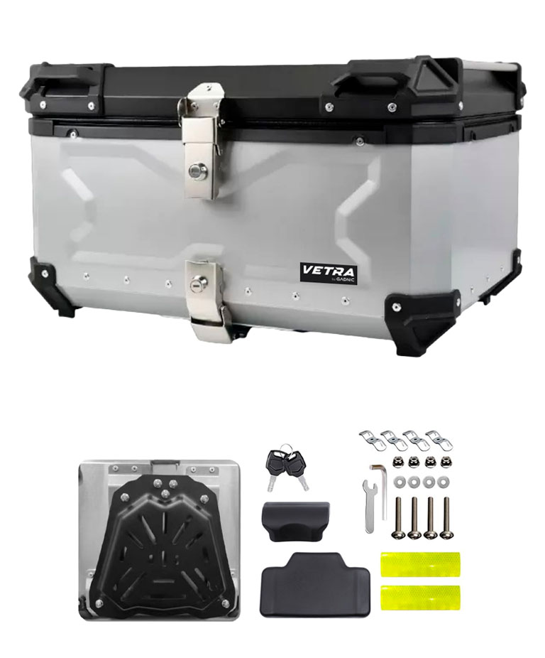 Baúl Top Case 65L Para Moto Vetra By Gadnic Trasero Aluminio Porta Casco - Imagen 7